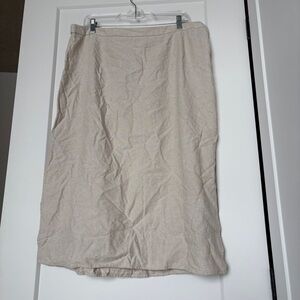 Old Navy Classic Linen Blend Midi Skirt | Cream | XL | Coastal Chic